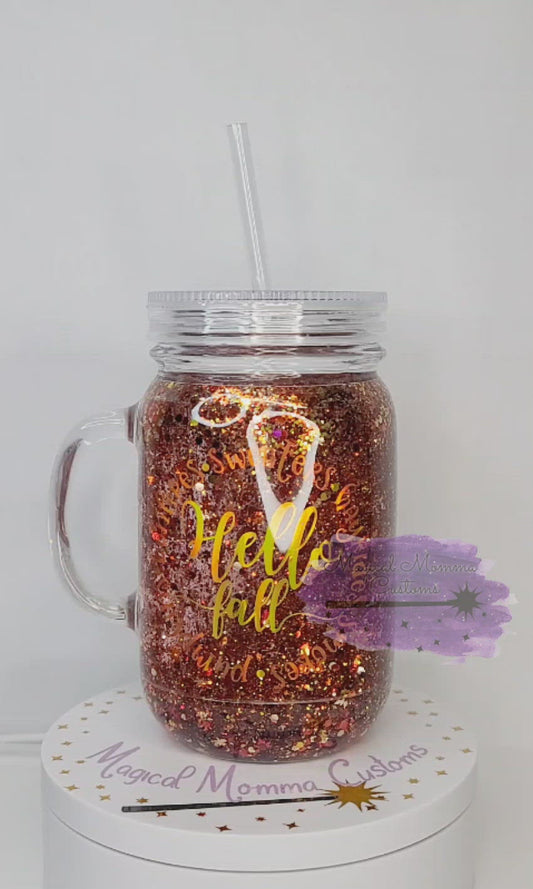 Snowglobe Tumbler - Hello Fall 15 oz