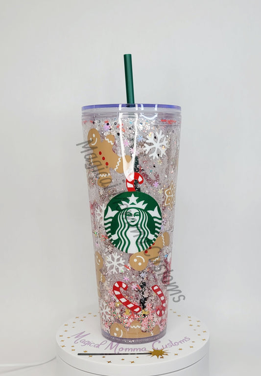 Snowglobe Tumbler - Gingerbread 24 oz