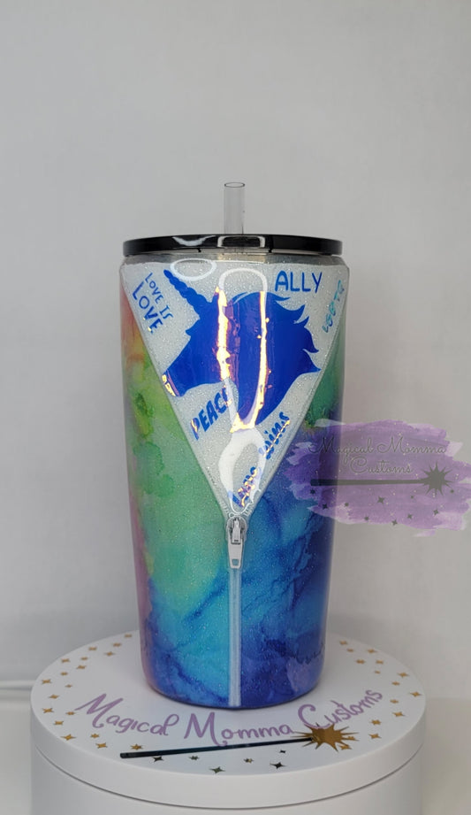 Rainbow Zipper Pride Tumbler - 20 oz