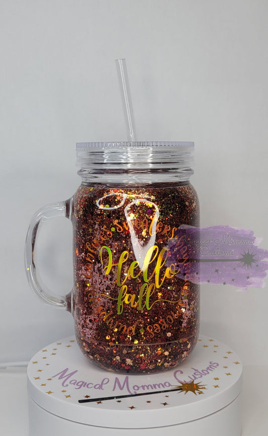 Snowglobe Tumbler - Hello Fall 15 oz