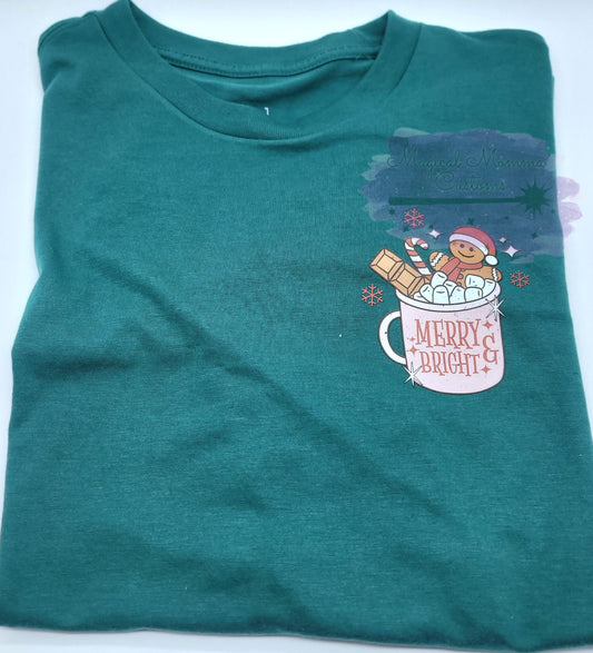 RTS Merry & Bright pocket Tshirt - M, L